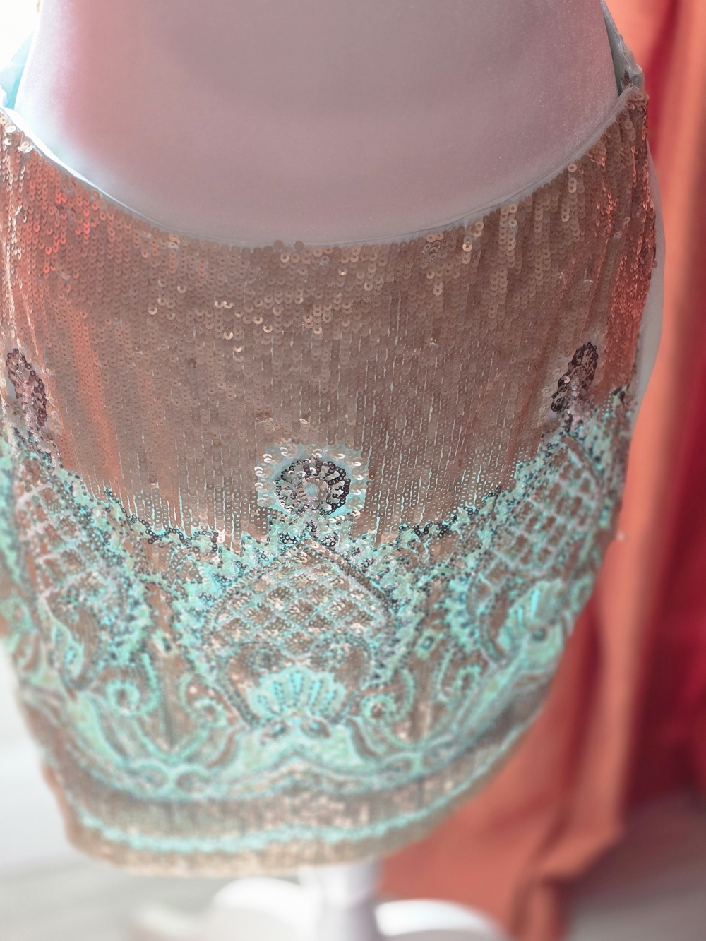 Alya Aqua Satin Ribbon-Trim Top